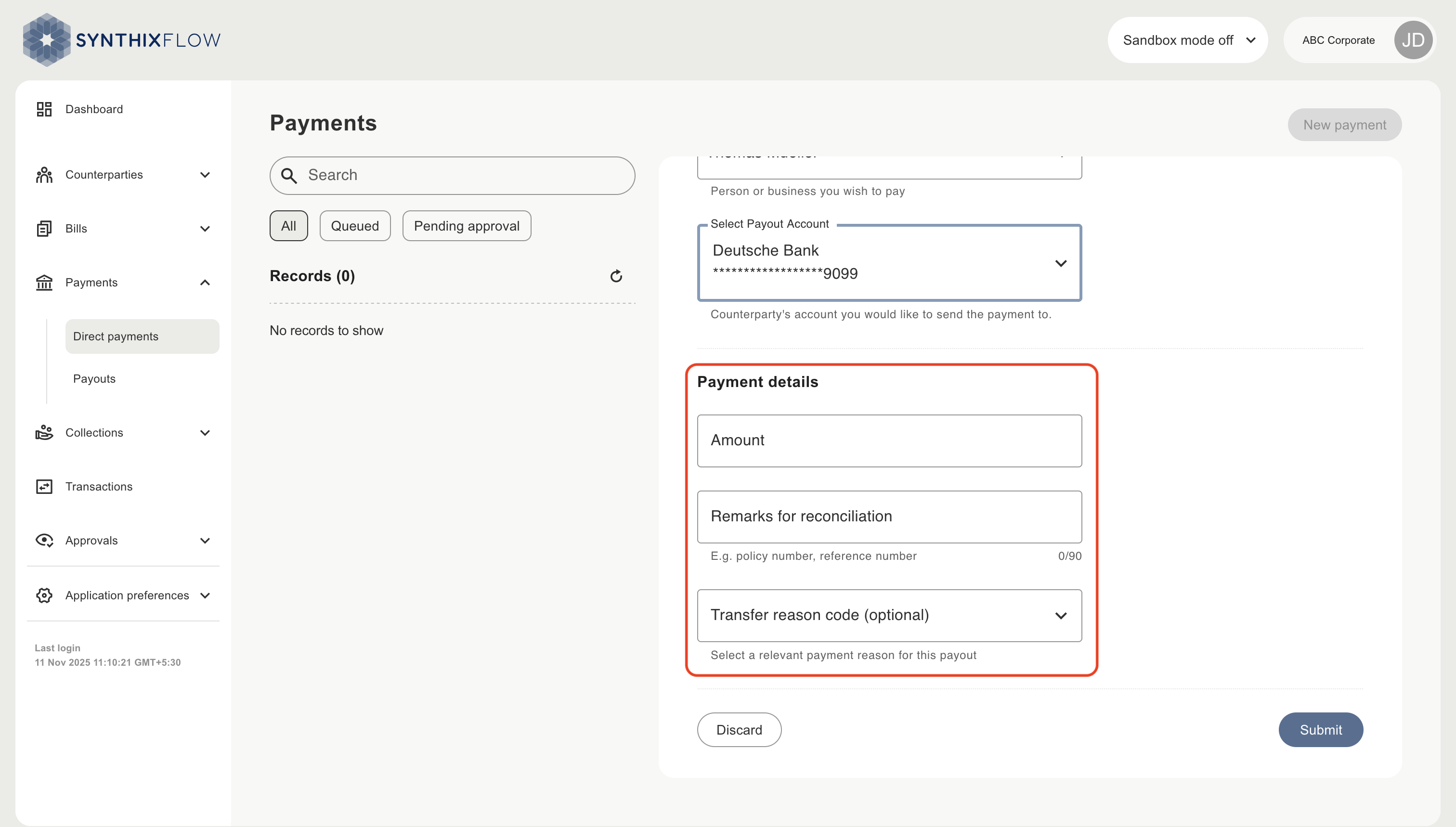 Add payment details