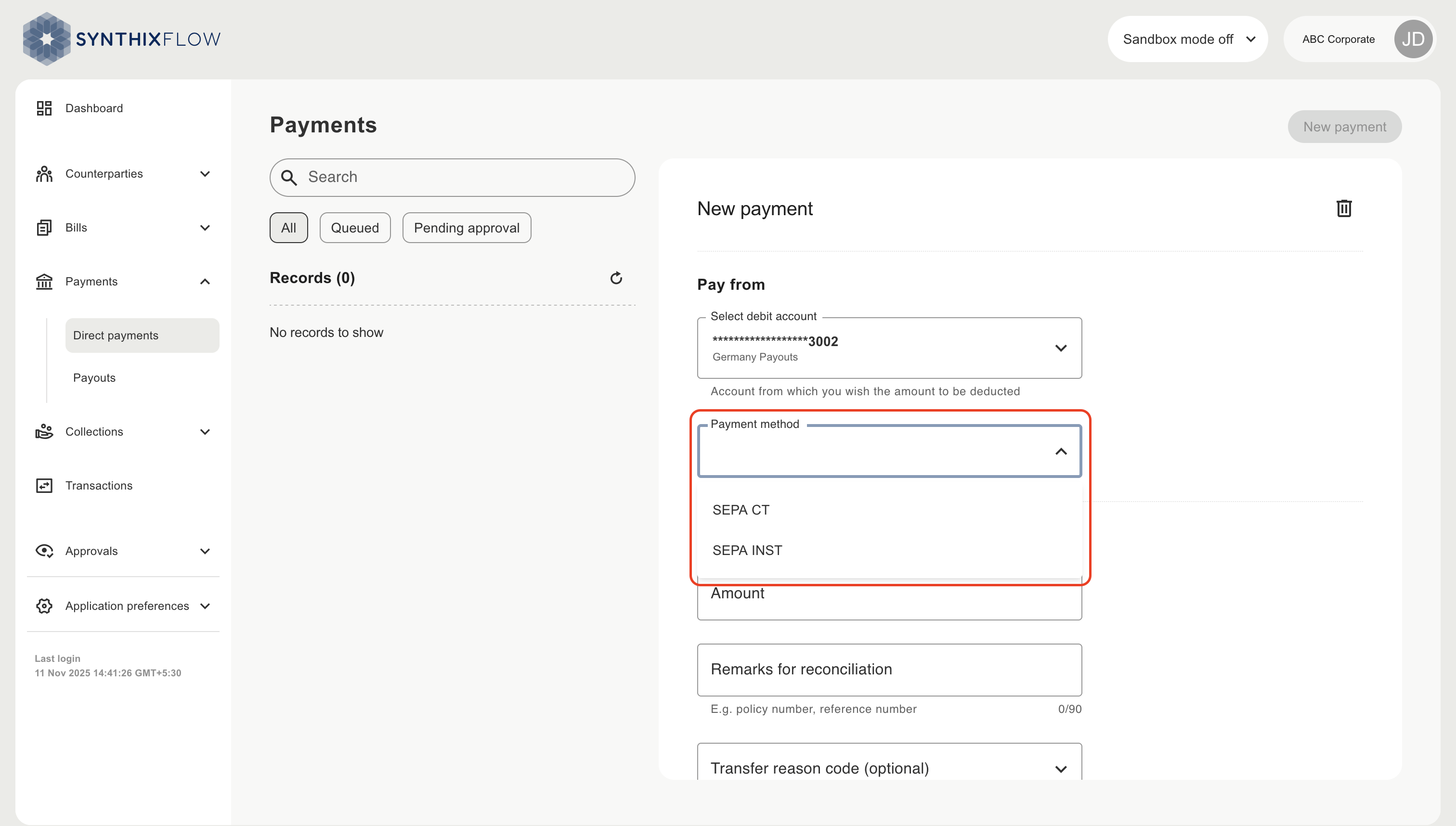 Choose payment method