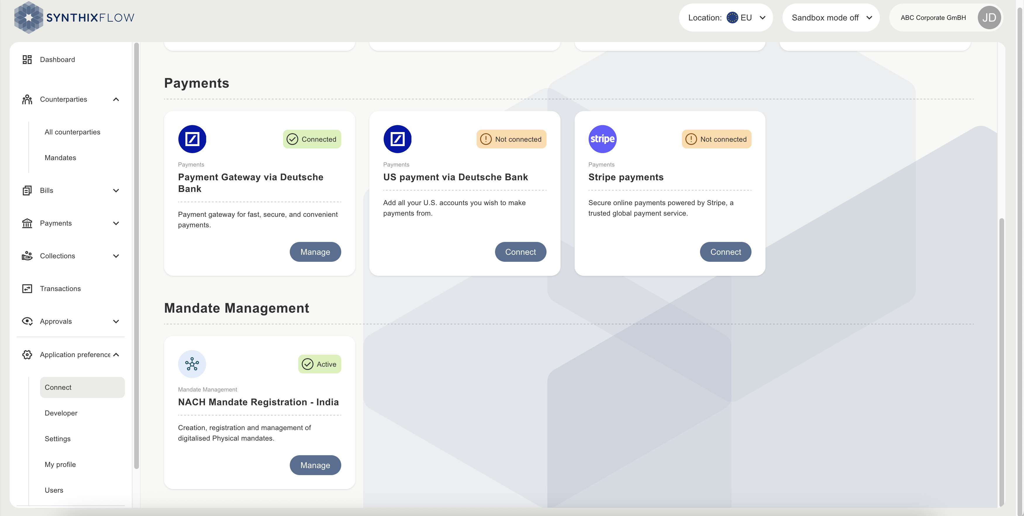 NACH DD mandate management connected