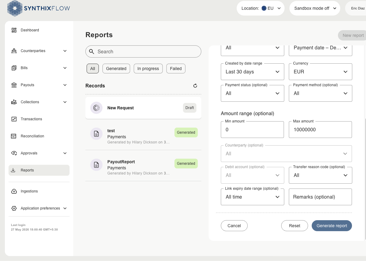 Additional report filters