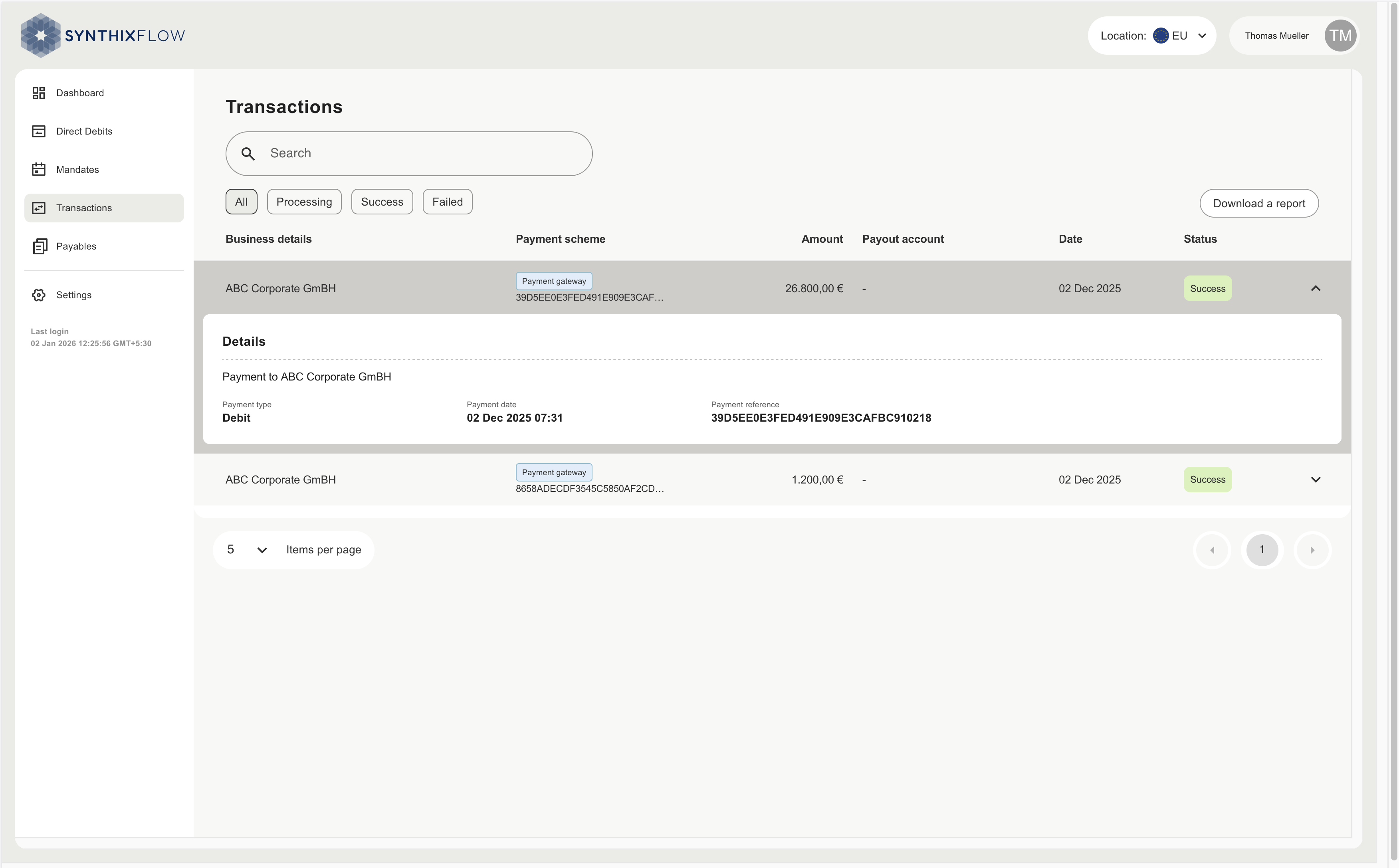 Payables Transactions Detail