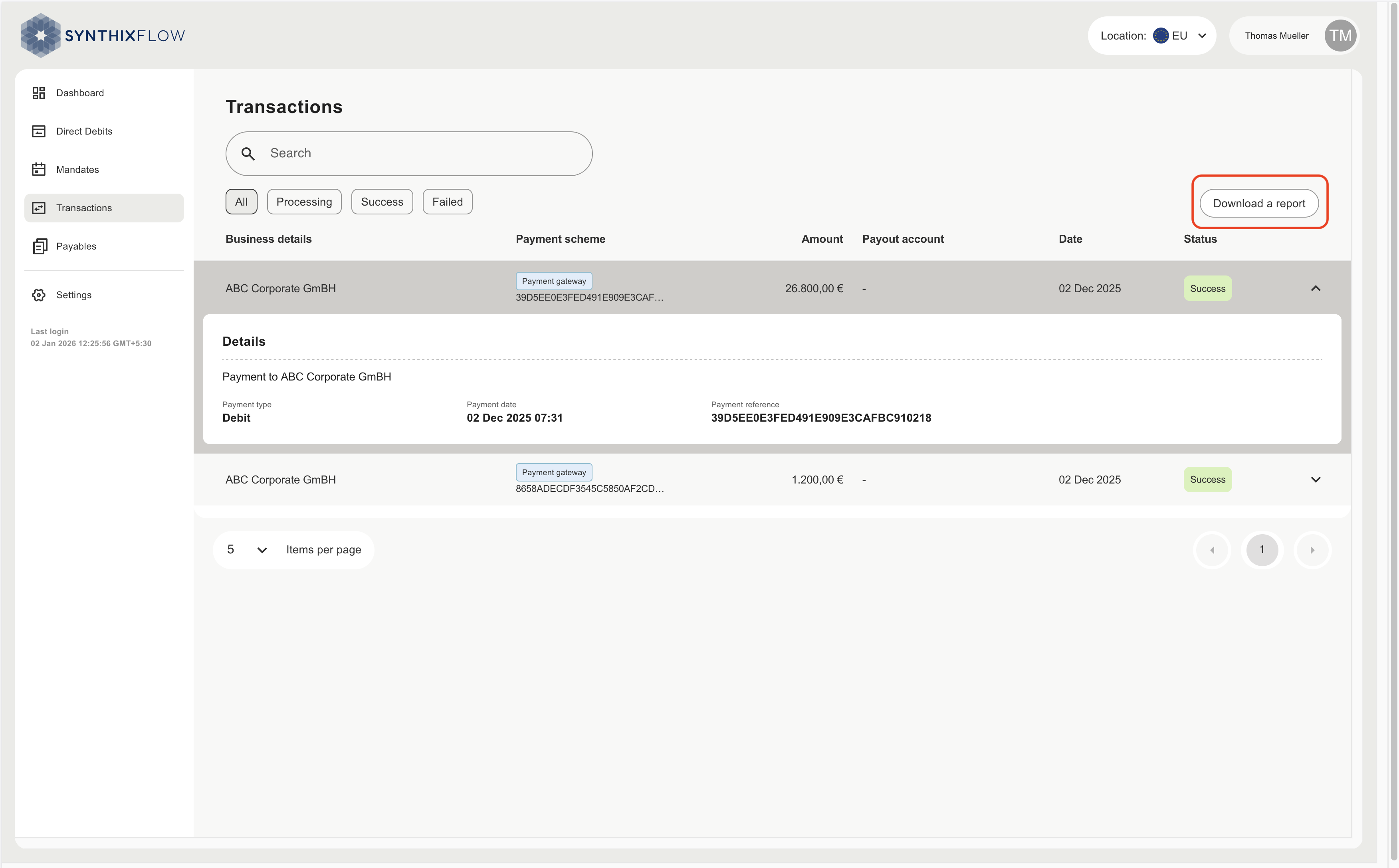 Payables Download reports